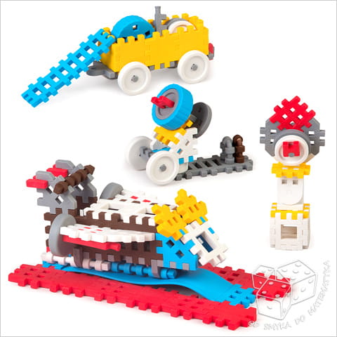 Klocki Mini waffle - Konstruktor 140 elementów - zestaw niebieski