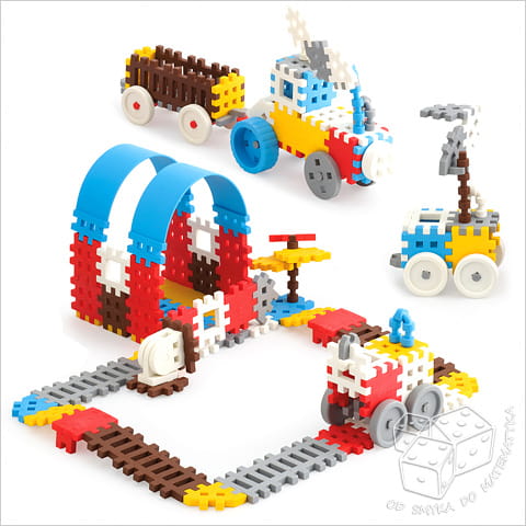 Klocki Mini waffle - Konstruktor 140 elementów - zestaw niebieski