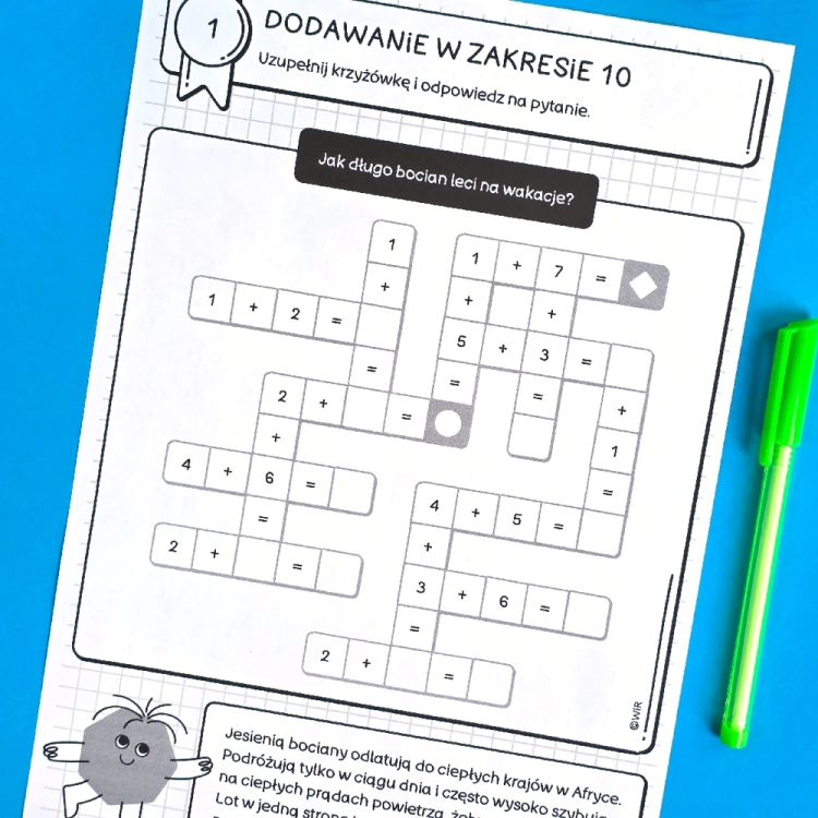 Krzyżówki matematyczne dla klas 1-3