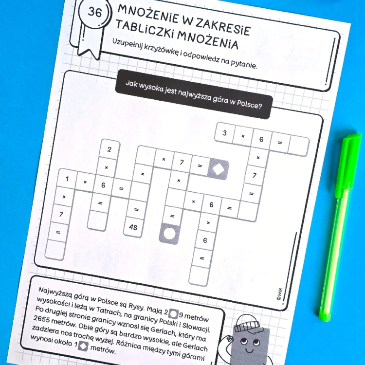 Krzyżówki matematyczne dla klas 1-3