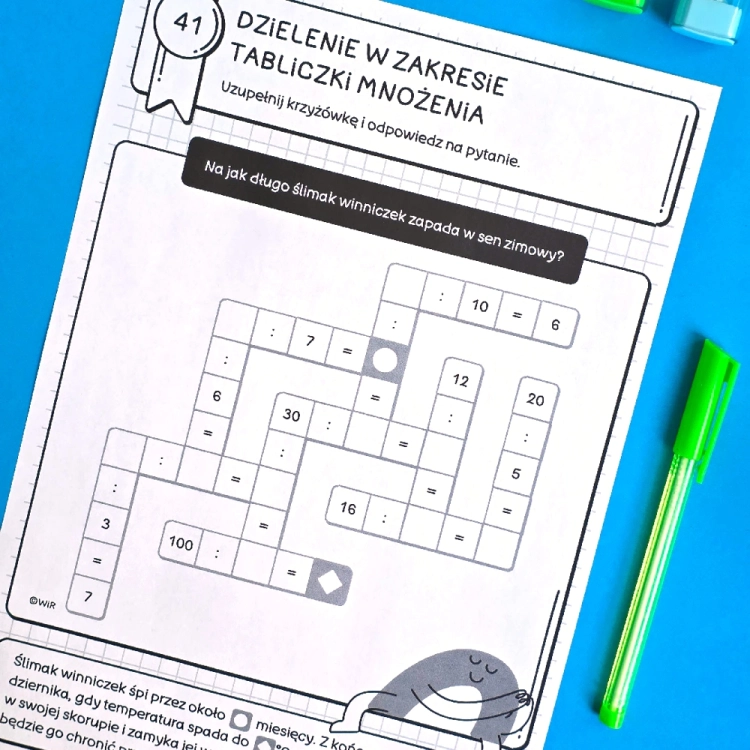 Krzyżówki matematyczne dla klas 1-3