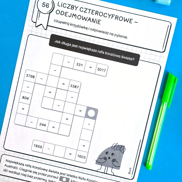 Krzyżówki matematyczne dla klas 1-3