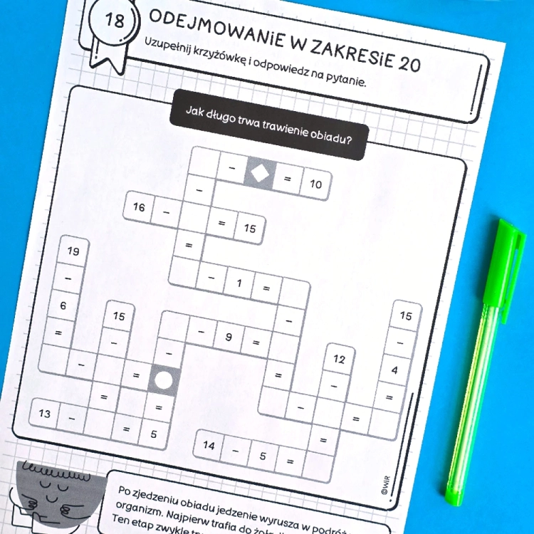 Krzyżówki matematyczne dla klas 1-3