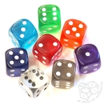Kości RPG kryształowe - 6 ścian - oczkowe