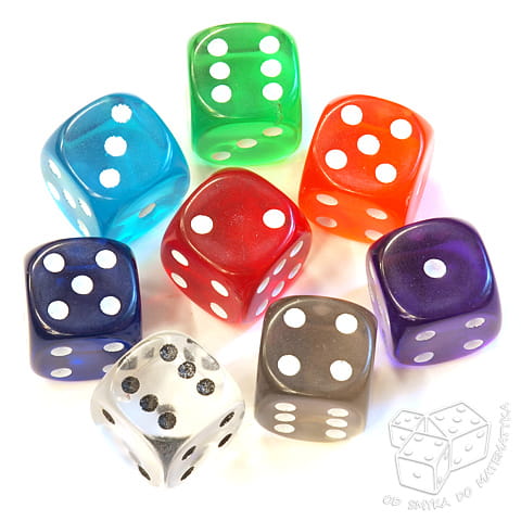 Kości RPG kryształowe - 6 ścian - oczkowe