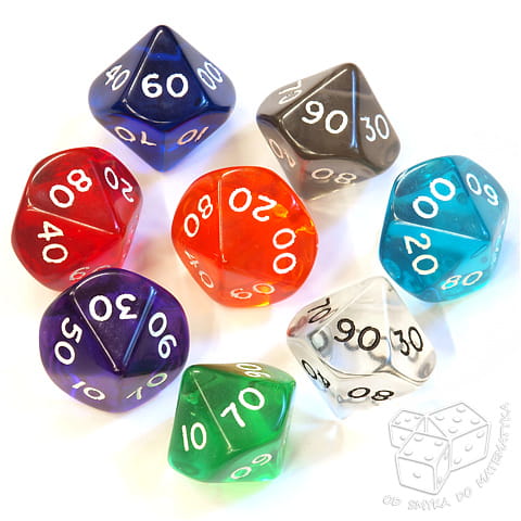 Kości RPG kryształowe - 10 ścian - setka